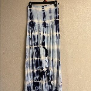 Raviya Navy and White Tie-Dye Maxi Skirt
